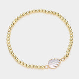 Leaf Accented Metal Ball Stretch Bracelet - Madeline Love - Flyclothing LLC