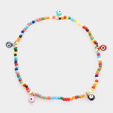 Evil Eye Charm Seed Beaded Stretch Bracelet - Madeline Love - Flyclothing LLC