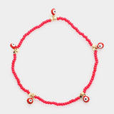 Evil Eye Charm Seed Beaded Stretch Bracelet - Madeline Love - Flyclothing LLC