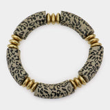 Leopard Patterned Wood Stretch Bracelet - Madeline Love - Flyclothing LLC