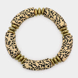 Leopard Patterned Wood Stretch Bracelet - Madeline Love - Flyclothing LLC