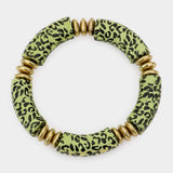Leopard Patterned Wood Stretch Bracelet - Madeline Love - Flyclothing LLC
