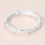 Hammered Brushed Metal Cross Accent Stretch Bracelet - Madeline Love - Flyclothing LLC