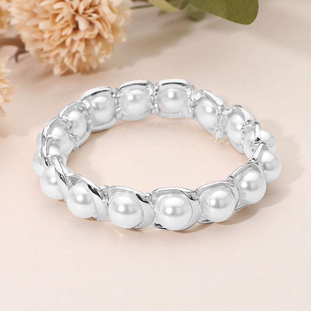 Pearl Beaded Stretch Bracelet - Madeline Love - Flyclothing LLC