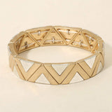 Worn Metal Geometric Triangle Beaded Stretch Bracelet - Madeline Love - Flyclothing LLC