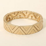 Worn Metal Geometric Triangle Beaded Stretch Bracelet - Madeline Love - Flyclothing LLC
