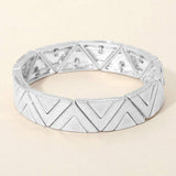 Worn Metal Geometric Triangle Beaded Stretch Bracelet - Madeline Love - Flyclothing LLC