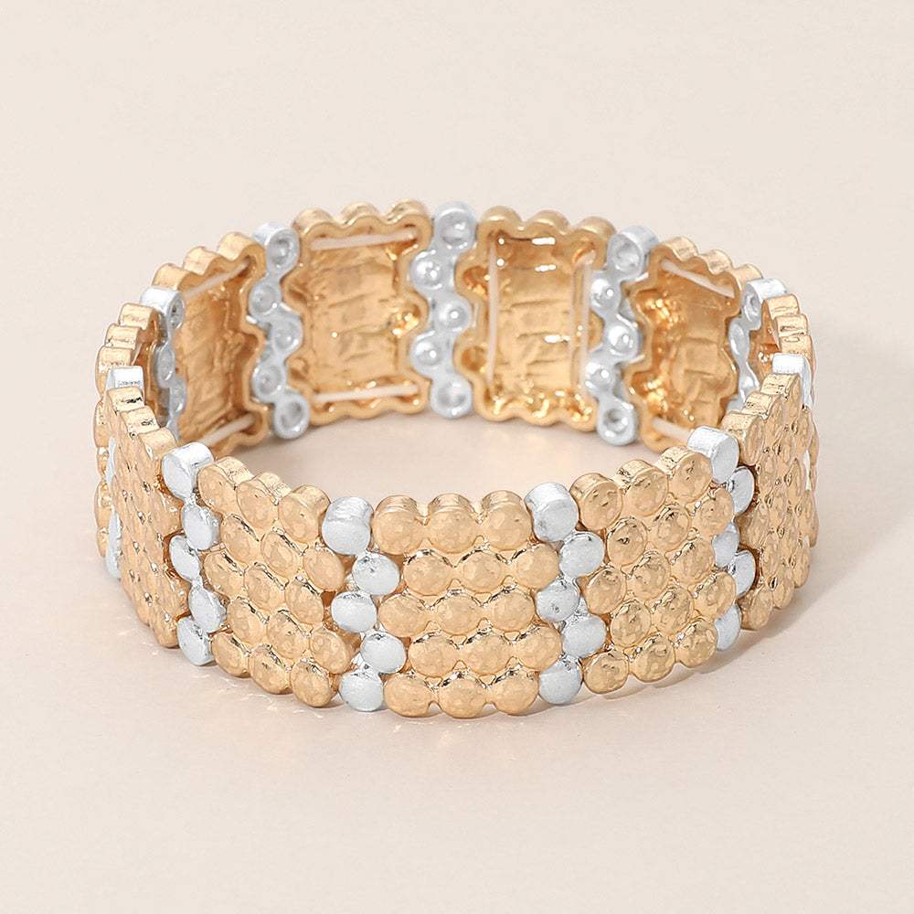 Bold Textured Metal Stretch Bracelet - Madeline Love - Flyclothing LLC