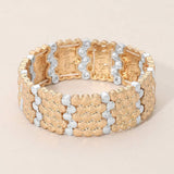 Bold Textured Metal Stretch Bracelet - Madeline Love - Flyclothing LLC