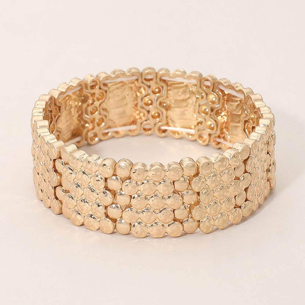 Bold Textured Metal Stretch Bracelet - Madeline Love - Flyclothing LLC