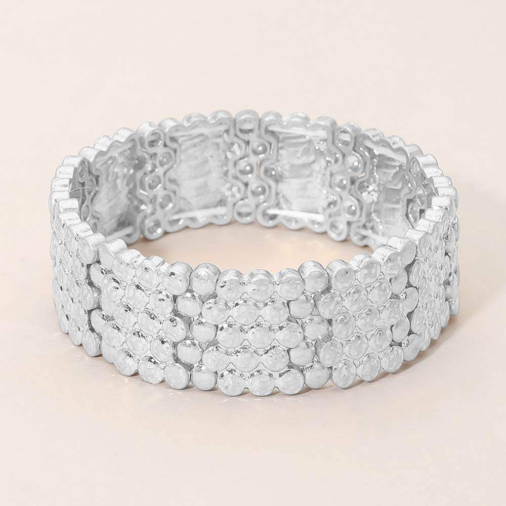 Bold Textured Metal Stretch Bracelet - Madeline Love - Flyclothing LLC