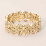 Geometric Floral Metal Beaded Stretch Statement Bracelet - Madeline Love - Flyclothing LLC