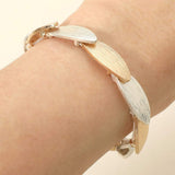 Textured Metal Oval Overlapped Beaded Stretch Bracelet - Madeline Love - Flyclothing LLC