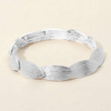 Textured Metal Oval Overlapped Beaded Stretch Bracelet - Madeline Love - Flyclothing LLC