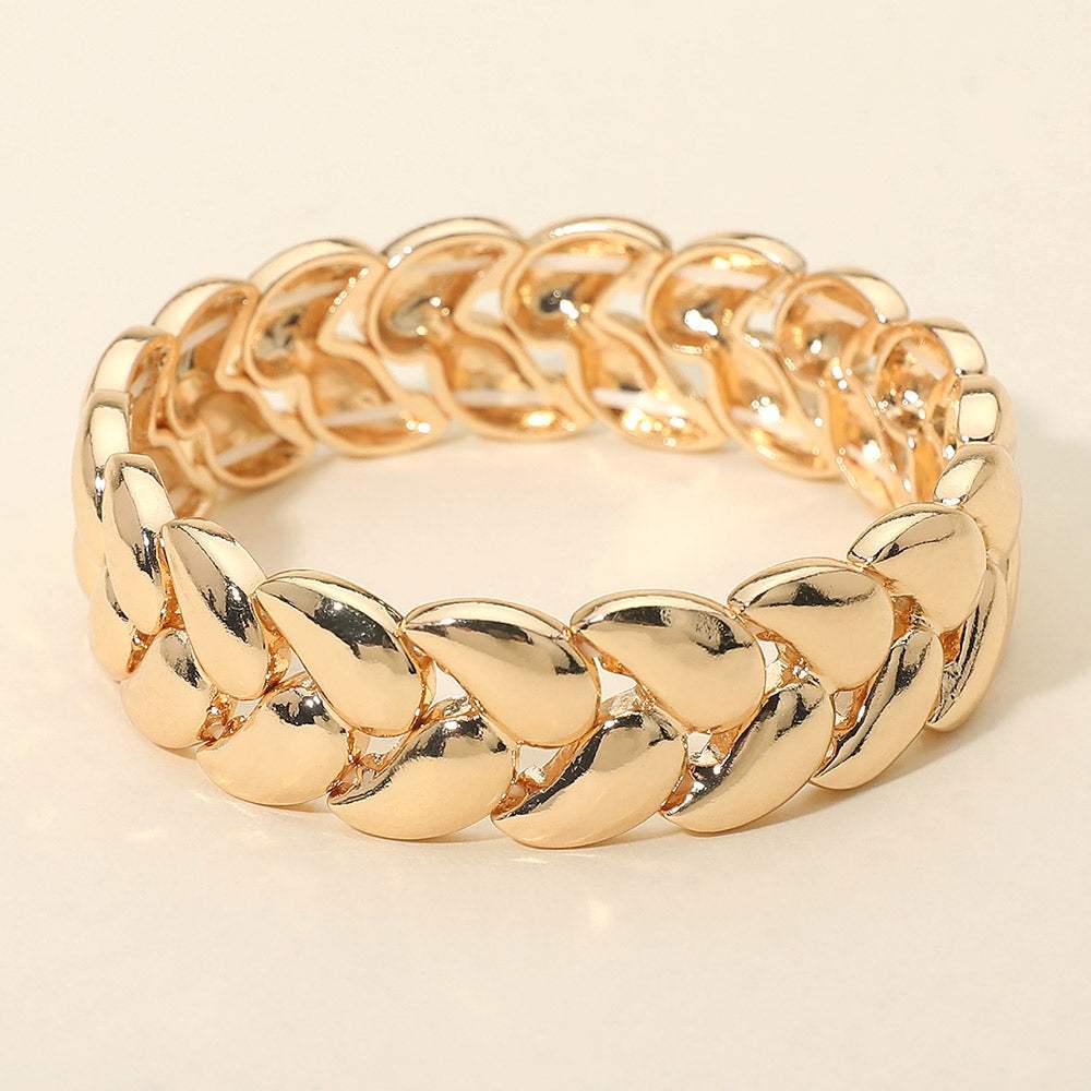 Bold Polished Metal Beaded Stretch Bracelet - Madeline Love - Flyclothing LLC