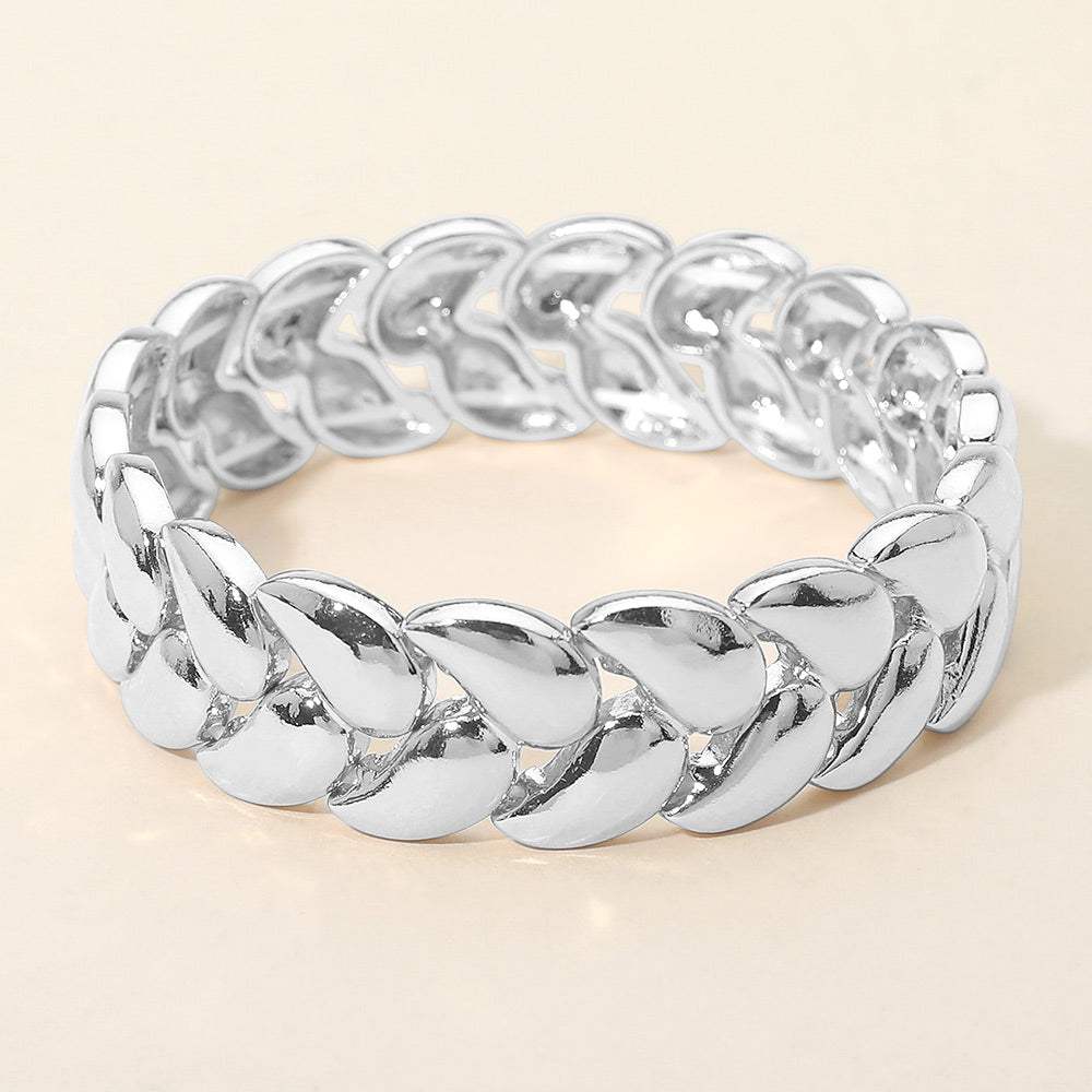 Bold Polished Metal Beaded Stretch Bracelet - Madeline Love - Flyclothing LLC