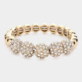 Rhinestone Embellished Metal Dome Stretch Bracelet - Madeline Love - Flyclothing LLC