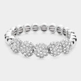 Rhinestone Embellished Metal Dome Stretch Bracelet - Madeline Love - Flyclothing LLC