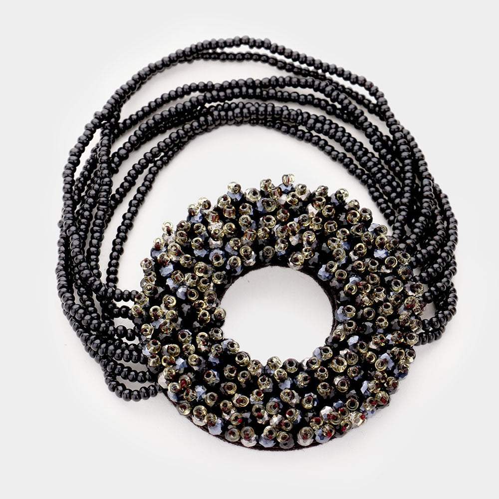 Faceted Bead Open Circle Bracelet - Madeline Love - Flyclothing LLC