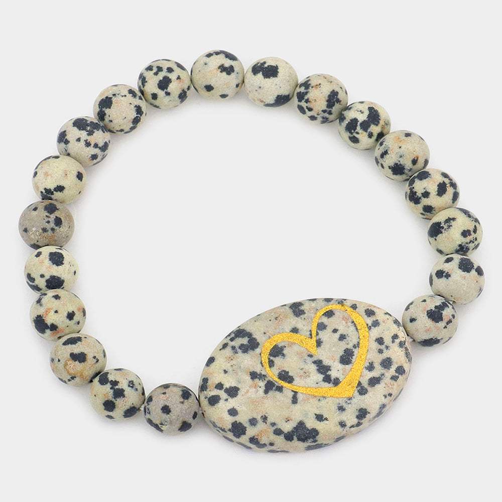 Heart Pointed Semi Precious Stone Stretch Bracelet - Madeline Love - Flyclothing LLC
