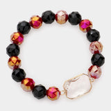 Lucite Accented Faceted Beaded Stretch Bracelet - Madeline Love - Flyclothing LLC
