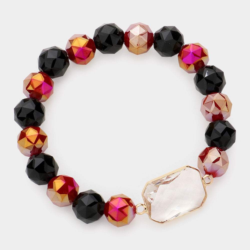 Lucite Accented Faceted Beaded Stretch Bracelet - Madeline Love - Flyclothing LLC