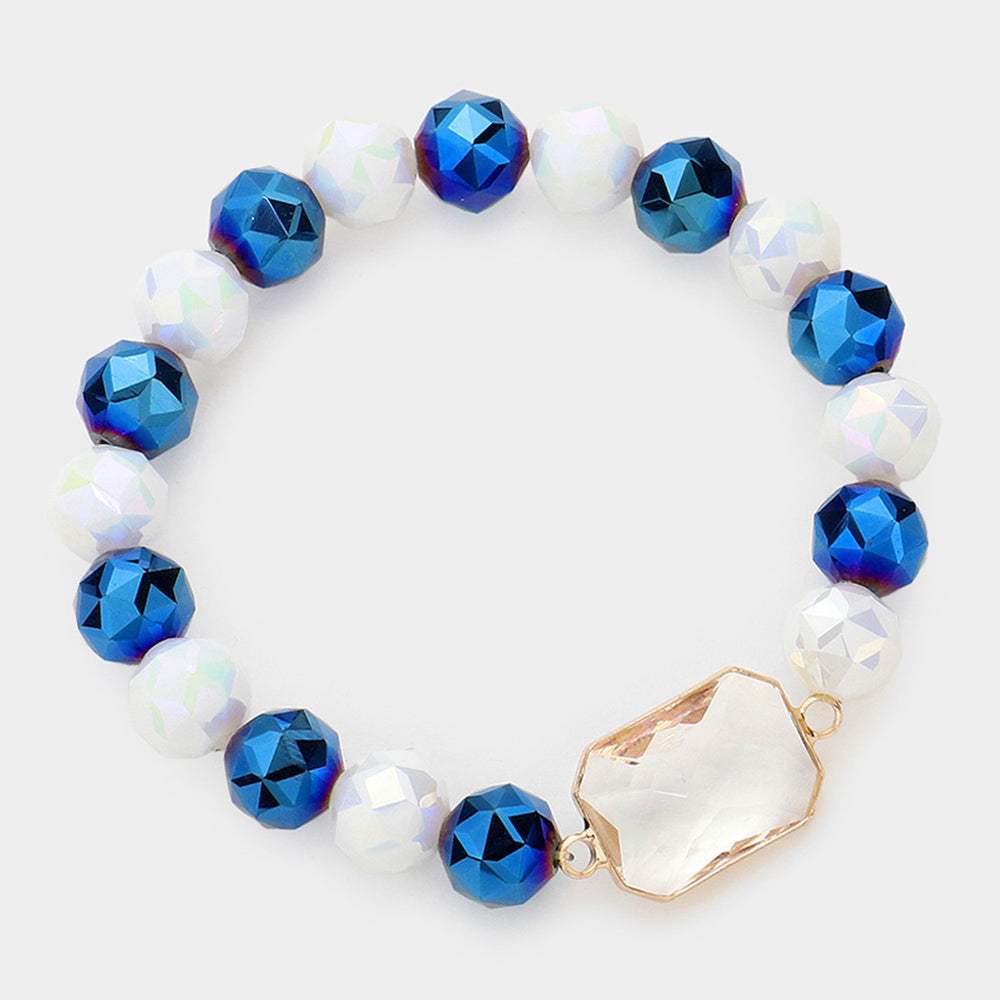 Lucite Accented Faceted Beaded Stretch Bracelet - Madeline Love - Flyclothing LLC