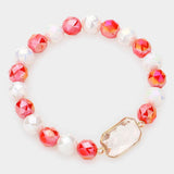 Lucite Accented Faceted Beaded Stretch Bracelet - Madeline Love - Flyclothing LLC