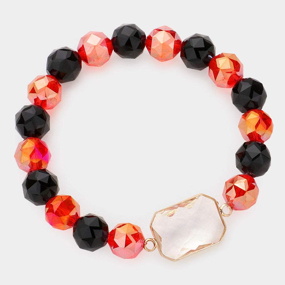 Lucite Accented Faceted Beaded Stretch Bracelet - Madeline Love - Flyclothing LLC