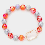 Lucite Accented Faceted Beaded Stretch Bracelet - Madeline Love - Flyclothing LLC