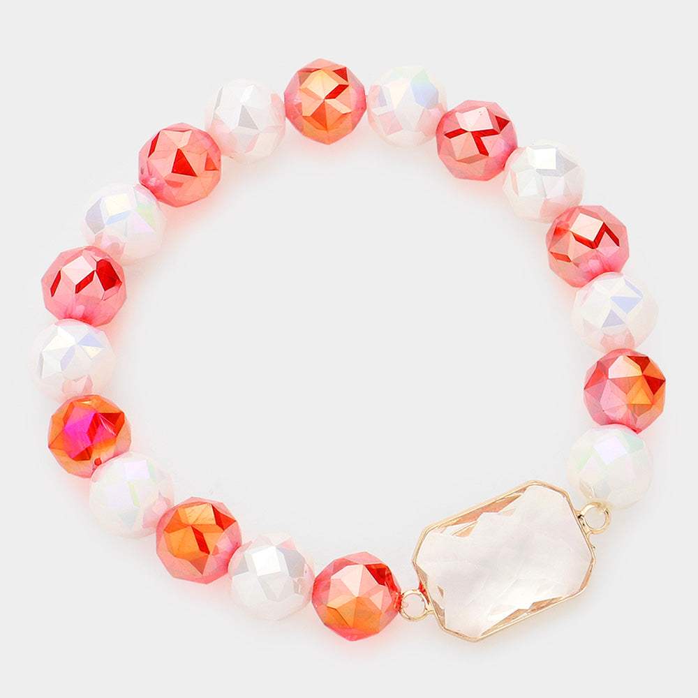 Lucite Accented Faceted Beaded Stretch Bracelet - Madeline Love - Flyclothing LLC