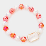 Lucite Accented Faceted Beaded Stretch Bracelet - Madeline Love - Flyclothing LLC