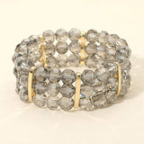 Triple Row Faceted Beaded Strand Stretch Bracelet - Madeline Love - Flyclothing LLC