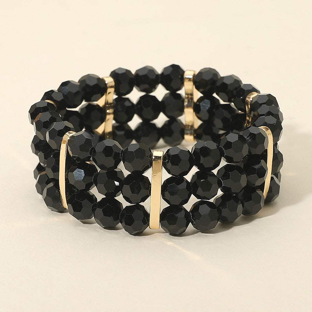 Triple Row Faceted Beaded Strand Stretch Bracelet - Madeline Love - Flyclothing LLC