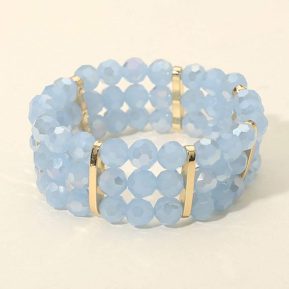Triple Row Faceted Beaded Strand Stretch Bracelet - Madeline Love - Flyclothing LLC