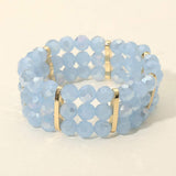 Triple Row Faceted Beaded Strand Stretch Bracelet - Madeline Love - Flyclothing LLC