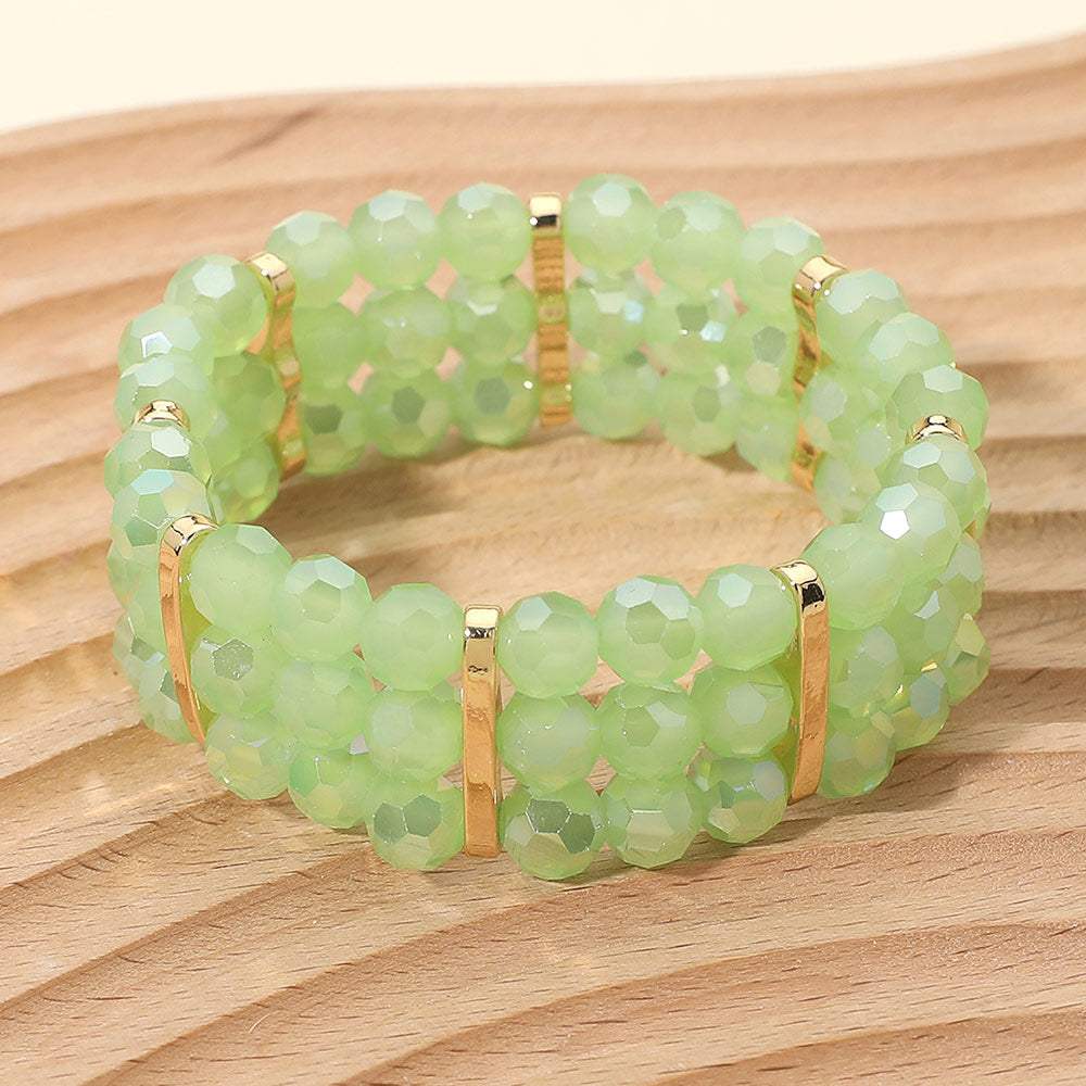 Triple Row Faceted Beaded Strand Stretch Bracelet - Madeline Love - Flyclothing LLC