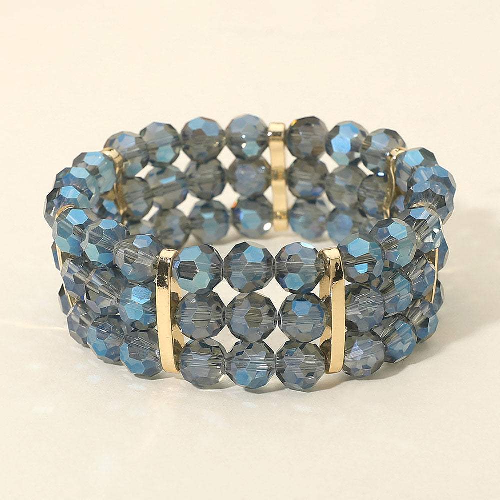 Triple Row Faceted Beaded Strand Stretch Bracelet - Madeline Love - Flyclothing LLC