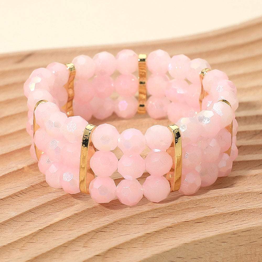 Triple Row Faceted Beaded Strand Stretch Bracelet - Madeline Love - Flyclothing LLC