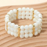 Triple Row Faceted Beaded Strand Stretch Bracelet - Madeline Love - Flyclothing LLC