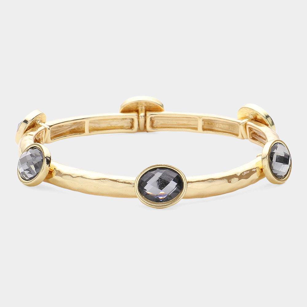 Oval Stone Cluster Pointed Stretch Bracelet - Madeline Love - Flyclothing LLC