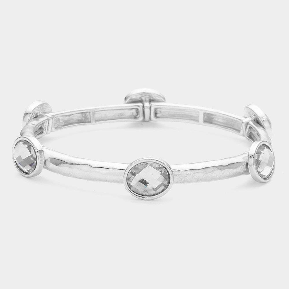 Oval Stone Cluster Pointed Stretch Bracelet - Madeline Love - Flyclothing LLC