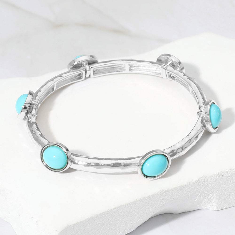 Oval Stone Cluster Pointed Stretch Bracelet - Madeline Love - Flyclothing LLC