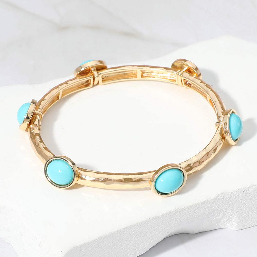 Oval Stone Cluster Pointed Stretch Bracelet - Madeline Love - Flyclothing LLC
