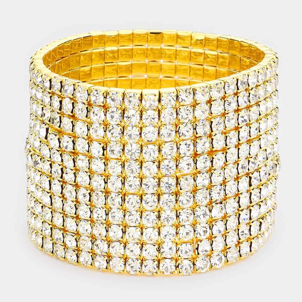 11-Row Crystal Rhinestone Stretchable Bracelet - Madeline Love - Flyclothing LLC