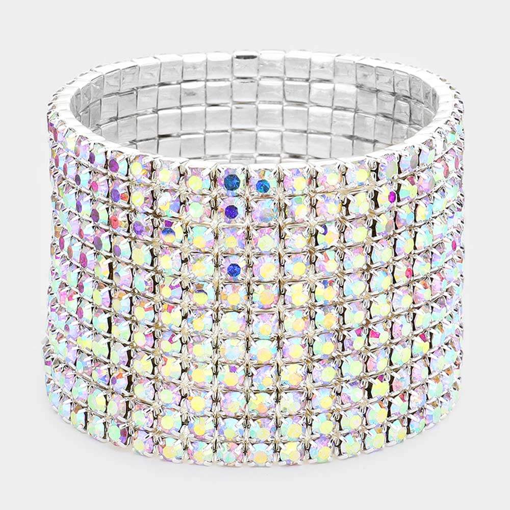 11-Row Crystal Rhinestone Stretchable Bracelet - Madeline Love - Flyclothing LLC