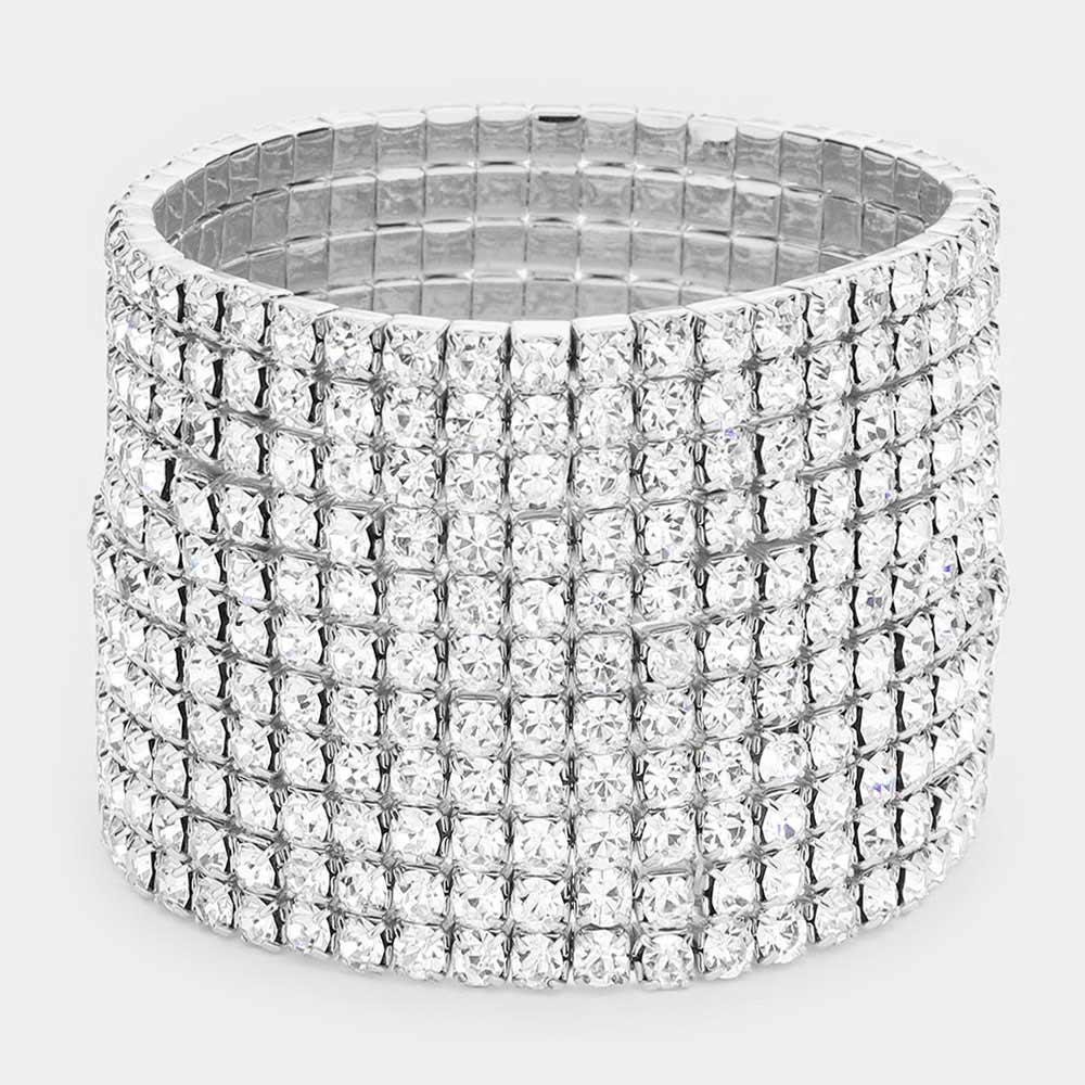 11-Row Crystal Rhinestone Stretchable Bracelet - Madeline Love - Flyclothing LLC