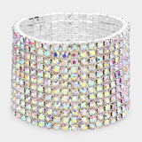 12-Row Crystal Rhinestone Stretchable Bracelet - Madeline Love - Flyclothing LLC