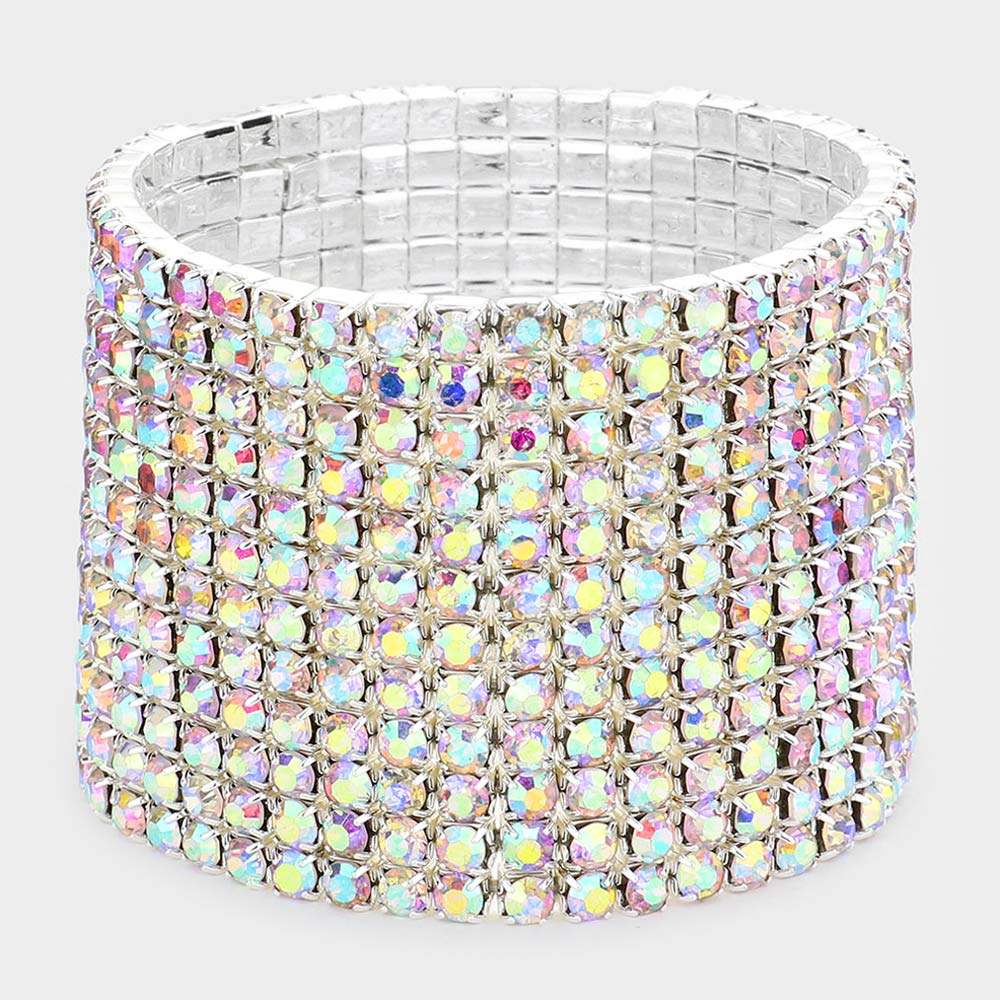 12-Row Crystal Rhinestone Stretchable Bracelet - Madeline Love - Flyclothing LLC