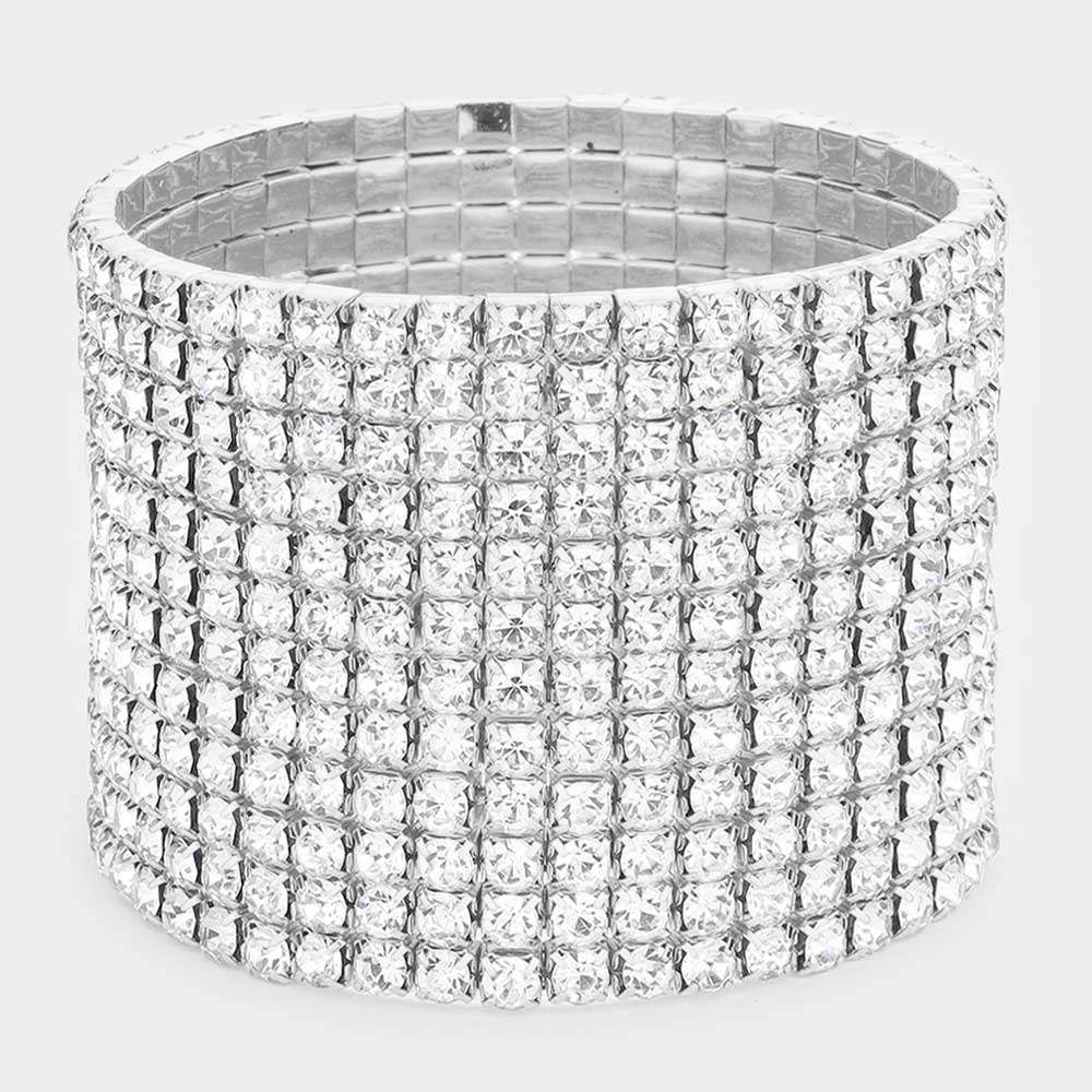 12-Row Crystal Rhinestone Stretchable Bracelet - Madeline Love - Flyclothing LLC